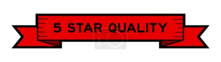 Ilustración de Banner de etiqueta de cinta con palabra calidad 5 estrellas en color rojo sobre fondo blanco - Imagen libre de derechos