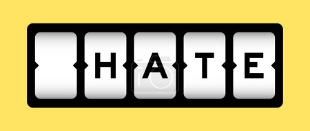 Ilustración de Black color in word hate on slot banner with yellow color background - Imagen libre de derechos