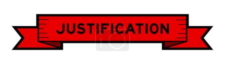 Ilustración de Ribbon label banner with word justification in red color on white background - Imagen libre de derechos