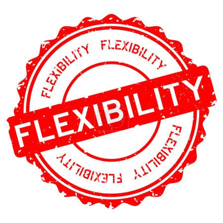 Téléchargez les illustrations : Grunge red flexibility word round rubber seal stamp on white background - en licence libre de droit