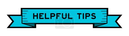 Illustration for Ribbon label banner with word helpful tips in blue color on white background - Royalty Free Image