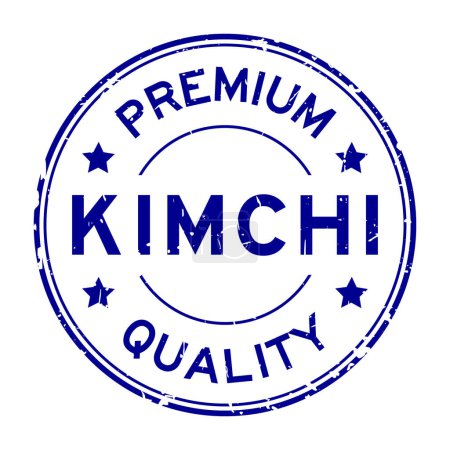 Ilustración de Grunge azul premium calidad kimchi palabra sello de goma redonda sello sobre fondo blanco - Imagen libre de derechos