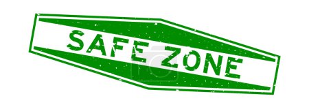Téléchargez les illustrations : Grunge green safe zone word hexagon rubber seal stamp on white background - en licence libre de droit