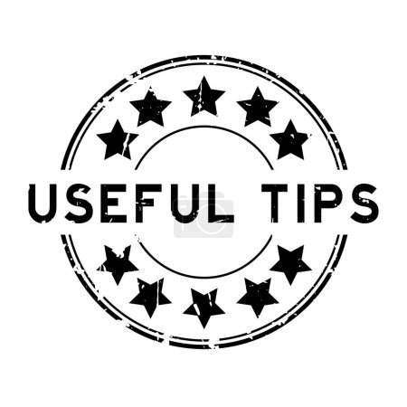 Illustration for Grunge black useful tips word with star icon round rubber seal stamp on white background - Royalty Free Image