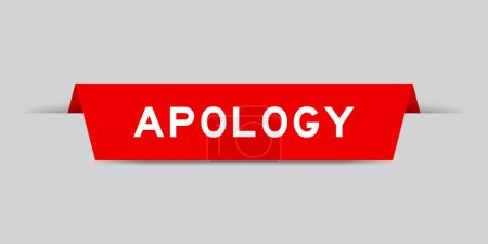 Illustration for Red color inserted label with word apology on gray background - Royalty Free Image