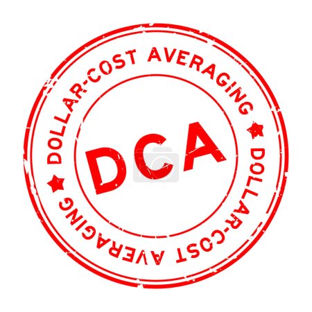 Téléchargez les illustrations : Grunge red DCA Dollar-cost averaging word round rubber seal stamp on white background - en licence libre de droit
