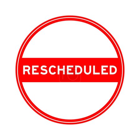 Ilustración de Red color round seal sticker in word rescheduled on white background - Imagen libre de derechos