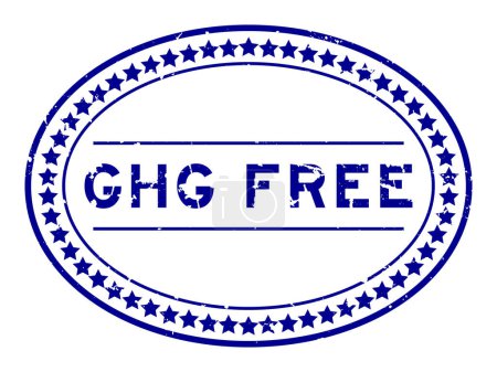 Ilustración de Grunge blue GHG (Abbreviation of greenhouse gas) free word oval rubber seal stamp on white background - Imagen libre de derechos