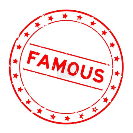 Téléchargez les illustrations : Grunge red famous word round rubber seal stamp on white background - en licence libre de droit