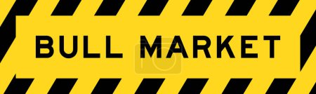 Téléchargez les illustrations : Yellow and black color with line striped label banner with word bull market - en licence libre de droit