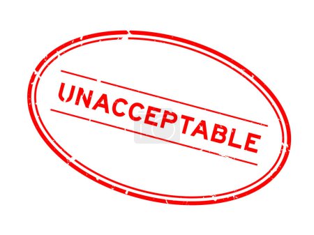 Téléchargez les illustrations : Grunge mot inacceptable rouge timbre de joint en caoutchouc ovale sur fond blanc - en licence libre de droit