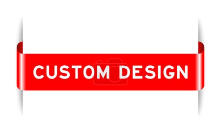 Illustration for Red color inserted label banner with word custom design on white background - Royalty Free Image
