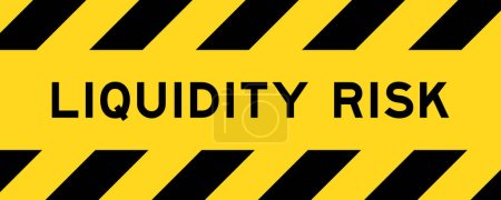 Illustration for Yellow and black color with line striped label banner with word liquidity risk - Royalty Free Image