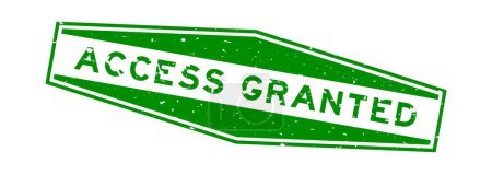 Illustration for Grunge green access granted word hexagon rubber seal stamp on white background - Royalty Free Image