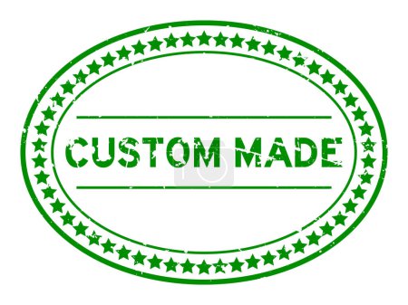 Illustration for Grunge green custom made word oval rubber seal stamp on white background - Royalty Free Image