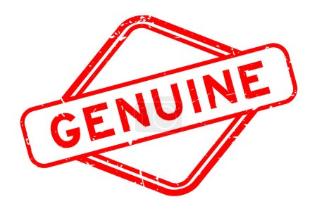 Illustration pour Grunge mot authentique timbre de joint en caoutchouc rouge sur fond blanc - image libre de droit