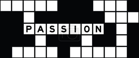 Illustration for Alphabet letter in word passion on crossword puzzle background - Royalty Free Image