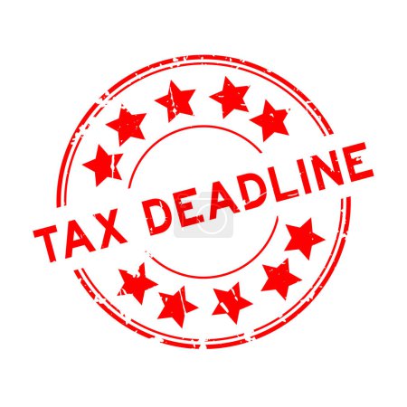 Ilustración de Grunge red tax deadline word round rubber seal stamp on white background - Imagen libre de derechos