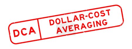 Téléchargez les illustrations : Grunge rouge DCA dollar coût moyen mot carré cachet en caoutchouc sur fond blanc - en licence libre de droit