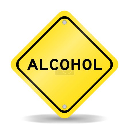 Illustration for Yellow color transportation sign with word alcohol on white background - Royalty Free Image