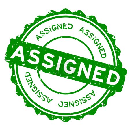 Ilustración de Grunge verde palabra asignada sello de goma redonda sobre fondo blanco - Imagen libre de derechos