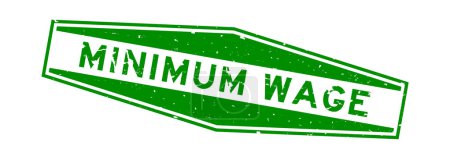 Ilustración de Grunge verde palabra salario mínimo sello de goma hexágono sobre fondo blanco - Imagen libre de derechos