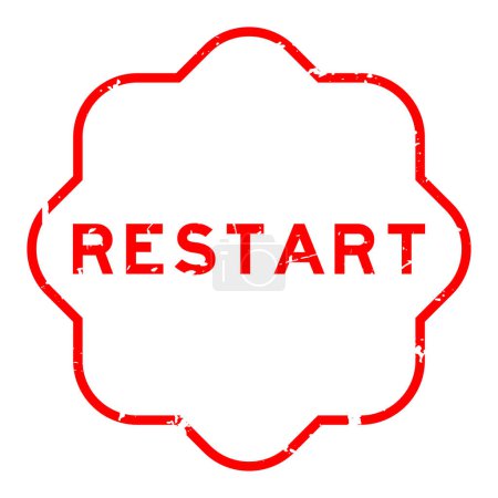 Ilustración de Grunge rojo reinicio palabra sello de goma sobre fondo blanco - Imagen libre de derechos