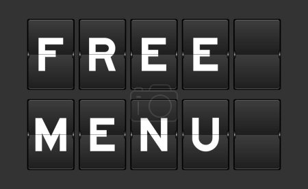 Téléchargez les illustrations : Flip board analogique de couleur noire avec le menu libre de mot sur fond gris - en licence libre de droit
