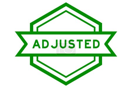Téléchargez les illustrations : Bannière d'étiquette hexagonale de couleur verte vintage avec mot ajusté sur fond blanc - en licence libre de droit