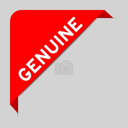 Illustration pour Couleur rouge de bannière d'étiquette d'angle avec le mot authentique sur fond gris - image libre de droit