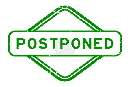 Illustration for Grunge green postponed word rubber seal stamp on white background - Royalty Free Image