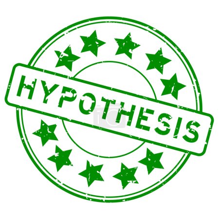 Ilustración de Palabra de hipótesis verde grunge con sello de sello de goma redonda icono estrella sobre fondo blanco - Imagen libre de derechos