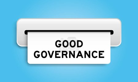 Weißes Coupon-Banner mit Wort Good Governance von Maschine auf blauem Hintergrund