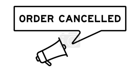 Illustration for Megaphone icon with speech bubble in word order cancelled on white background - Royalty Free Image