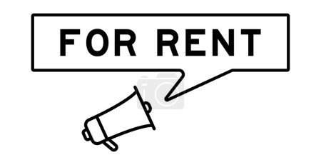 Illustration for Megaphone icon with speech bubble in word for rent on white background - Royalty Free Image