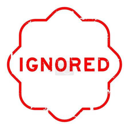 Téléchargez les illustrations : Grunge rouge ignoré mot rond sceau timbre sur fond blanc - en licence libre de droit