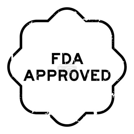 Illustration for Grunge black FDA approved word rubber seal stamp on white background - Royalty Free Image