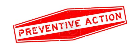 Ilustración de Grunge rojo acción preventiva palabra hexágono sello de goma sobre fondo blanco - Imagen libre de derechos