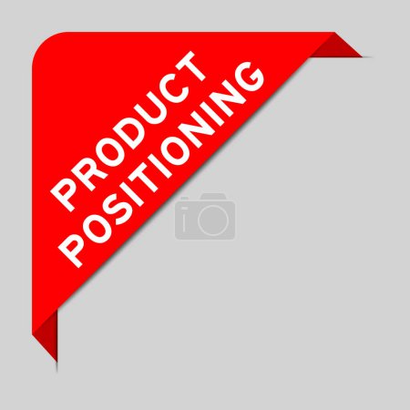 Ilustración de Color rojo de banner de etiqueta de esquina con posicionamiento de producto de palabra sobre fondo gris - Imagen libre de derechos