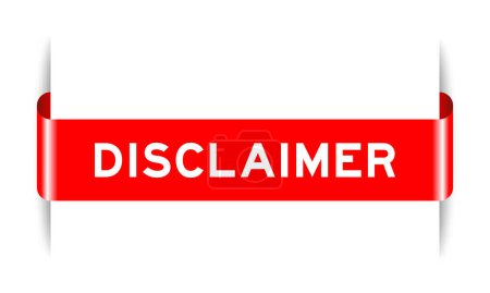 Ilustración de Banner de etiqueta insertado de color rojo con descargo de responsabilidad de palabra sobre fondo blanco - Imagen libre de derechos