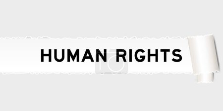 Téléchargez les illustrations : Fond de papier gris déchiré qui ont mot droits de l'homme sous la partie déchiré - en licence libre de droit