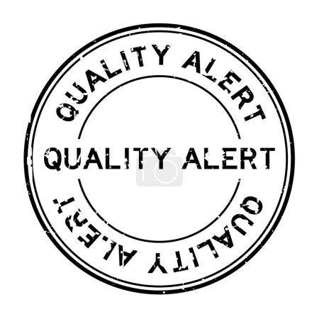 Téléchargez les illustrations : Grunge mot d'alerte de qualité noir rond tampon de joint en caoutchouc sur fond blanc - en licence libre de droit