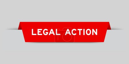 Téléchargez les illustrations : Couleur rouge étiquette insérée avec mot action en justice sur fond gris - en licence libre de droit
