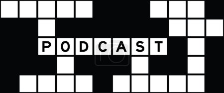 Illustration for Alphabet letter in word podcast on crossword puzzle background - Royalty Free Image