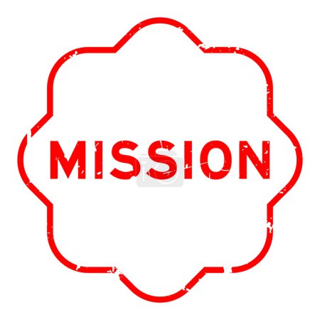 Ilustración de Grunge sello de sello de goma de palabra de misión roja sobre fondo blanco - Imagen libre de derechos