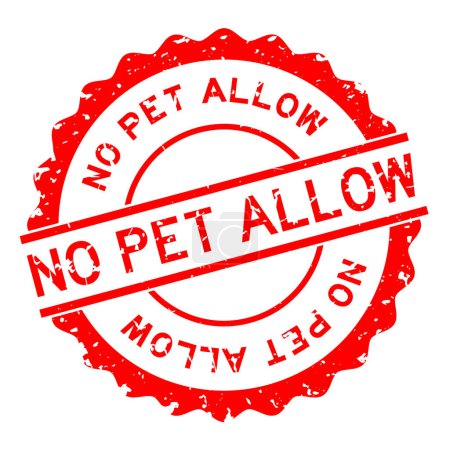 Illustration for Grunge red no pet allow word round rubber seal stamp on white background - Royalty Free Image