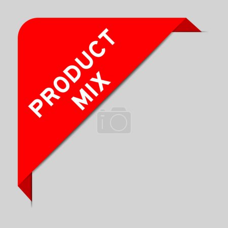 Ilustración de Color rojo de banner de etiqueta de esquina con mezcla de productos de palabra sobre fondo gris - Imagen libre de derechos