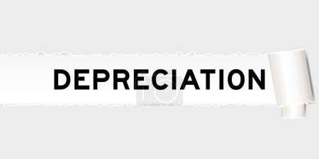 Illustration for Ripped gray paper background that have word depreciation under torn part - Royalty Free Image