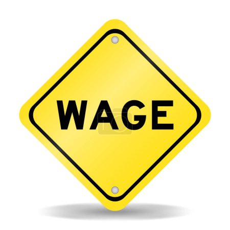Ilustración de Signo de transporte de color amarillo con palabra salario sobre fondo blanco - Imagen libre de derechos
