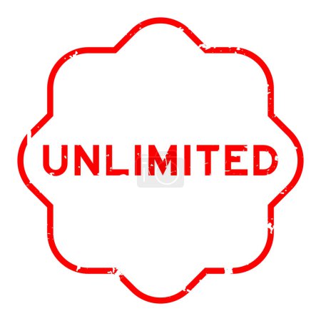 Illustration for Grunge red unlimited word rubber seal stamp on white background - Royalty Free Image
